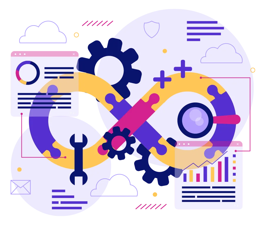 Illustration of a continuous build, test and improve cycle
