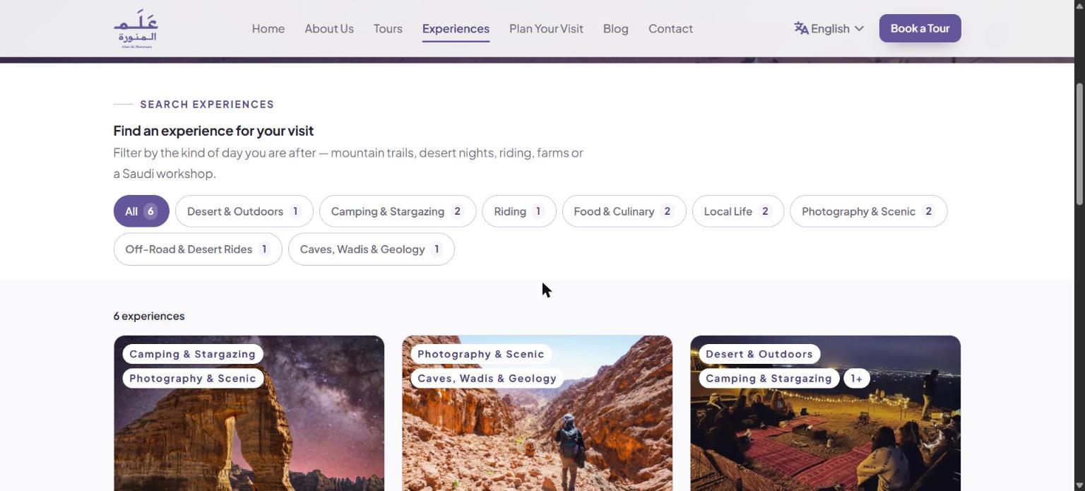 Experience Listing — Alam Al-Munawara